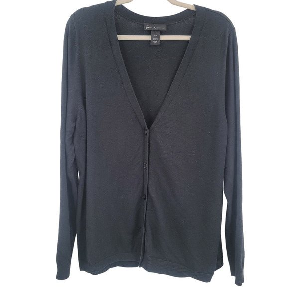 Lane Bryant Black V-Neck Button Front Cardigan Sweater Size 18/20 Long Sleeve - Picture 1 of 4